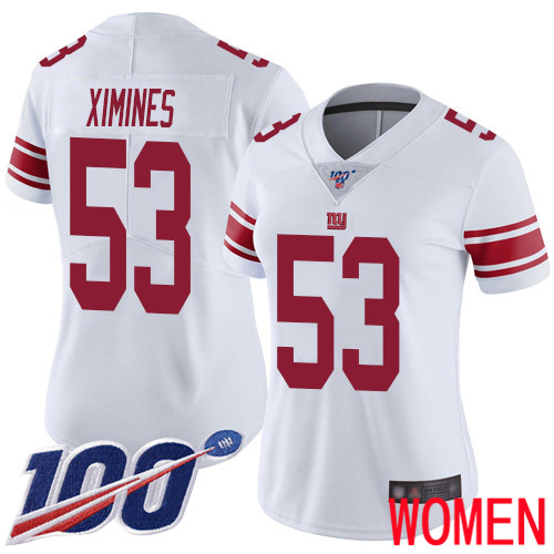 Women New York Giants #53 Oshane Ximines White Vapor Untouchable Limited Player 100th Season Football NFL Jersey->women nfl jersey->Women Jersey